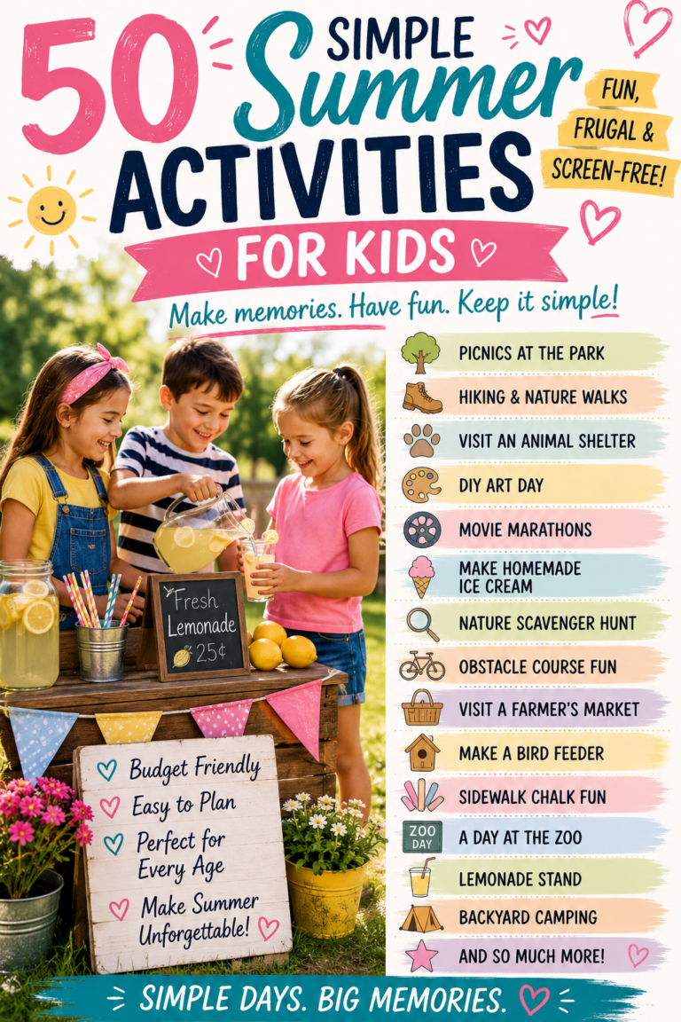 50 Simple Summer Activities for Kids (Fun, Frugal & Screen-Free Ideas)